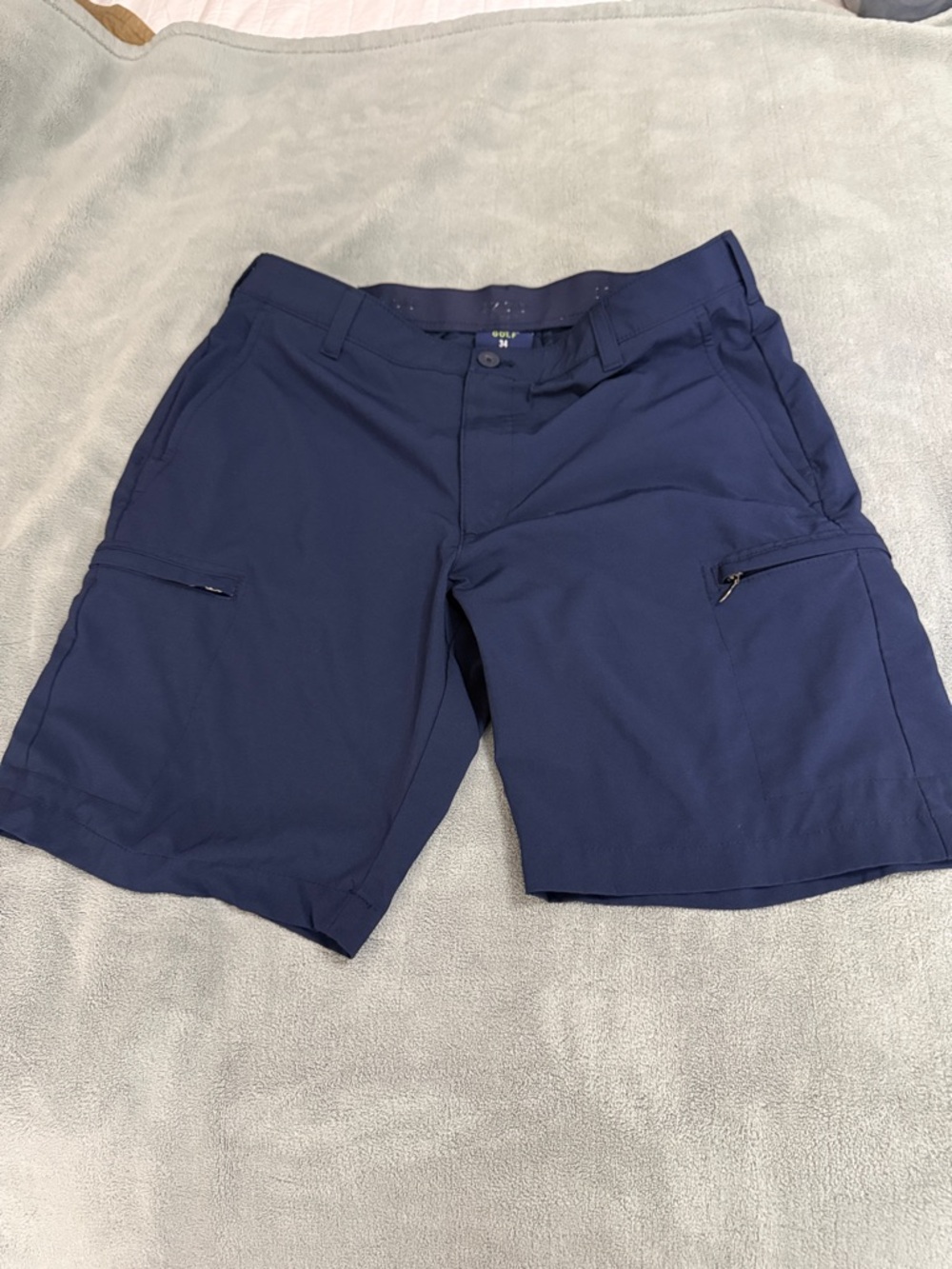 Izod Men's Navy Blue Performance Cargo Shorts with Zip Pockets